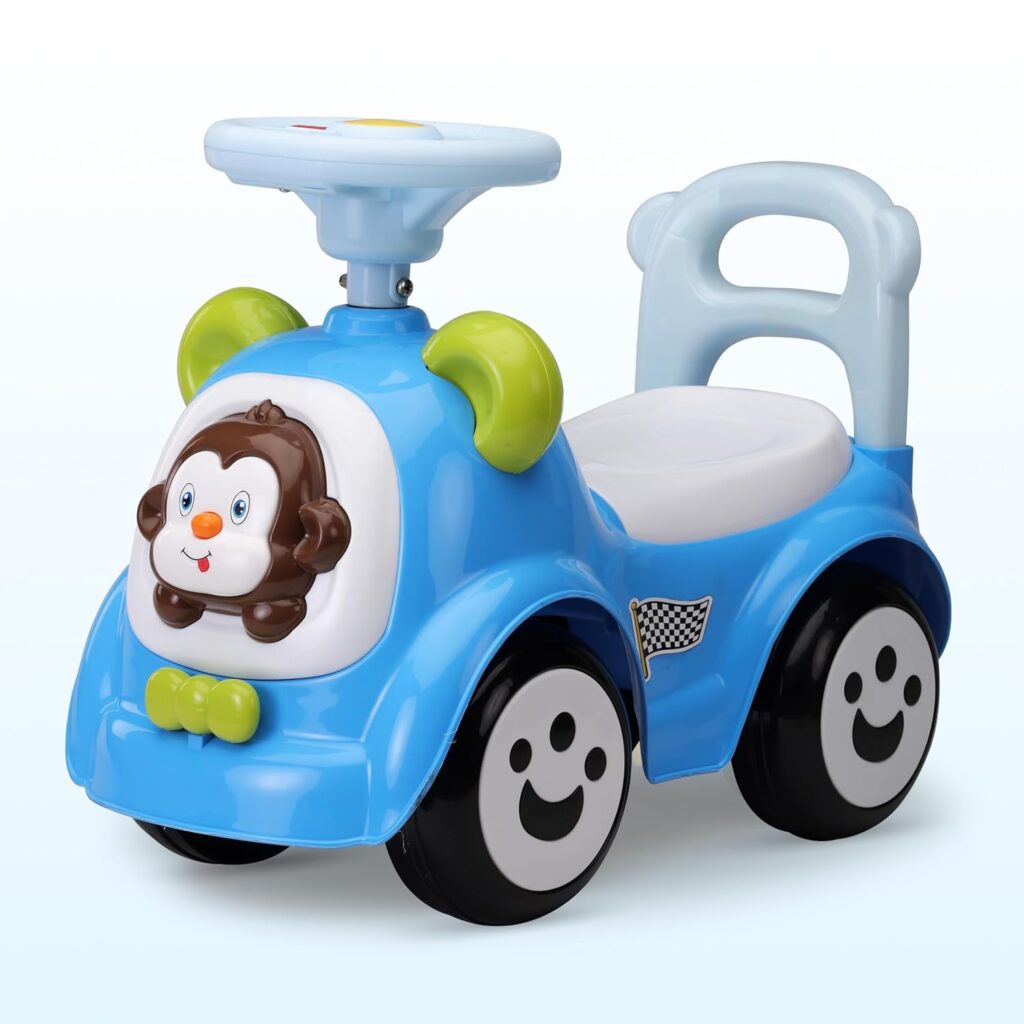 LuvLap Sunny Ride on & Car for Kids with Music & Horn Steering, Push Car for Baby with Backrest, Safety Guard, Under Seat Storage & Big Wheels, Ride on for Kids 1 to 3 Years Upto 25 Kgs (Blue)