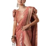 AKHILAM Women’s Georgette Geometric Printed Saree With Unstitched Blouse