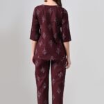 Ichaa Women Women’s Printed Cotton Night Wear Top and Bottom Night Suit Set