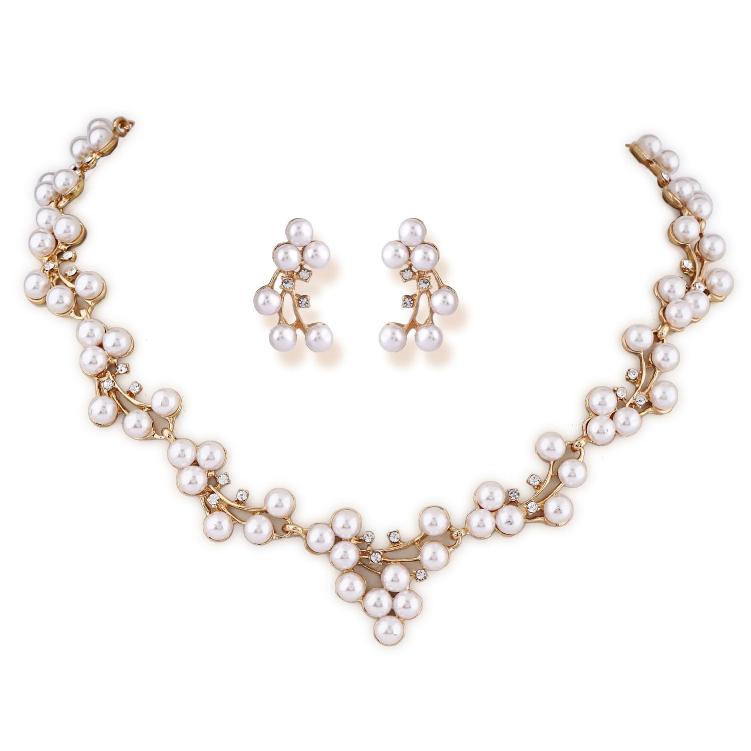 Shining Diva Fashion Women Latest Stylish Design Fancy Pearl Necklace Jewellery Set (15213s)