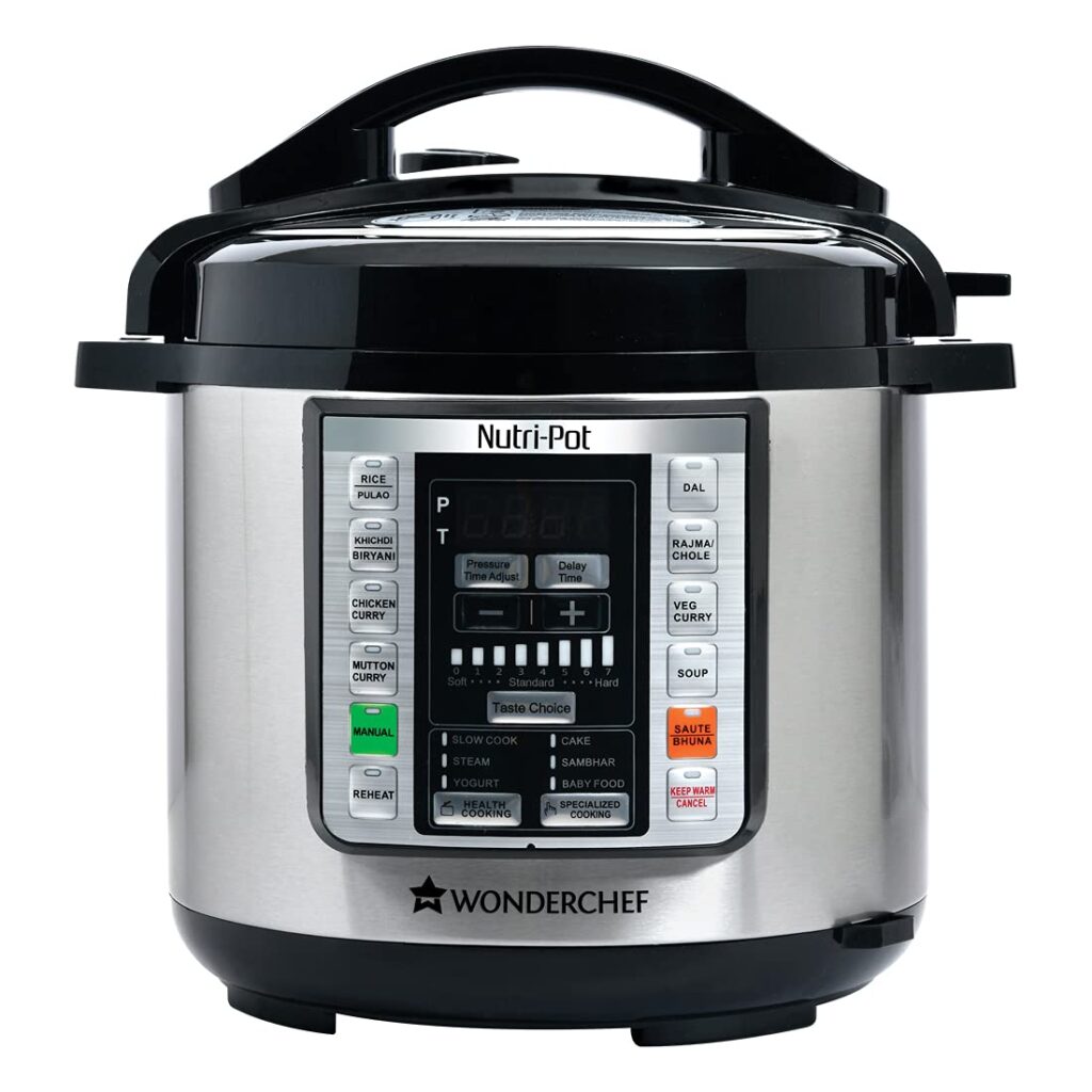 Wonderchef Nutri-Pot Electric Pressure Cooker with 7-in-1 Functions|18 pre-set functions|Pressure Cooking, Saute/Pan Frying, Slow Cooking, R-41236756 |6L capacity Wonderchef Nutri-Pot Electric Pressure Cooker with 7-in-1 Functions|18 pre-set functions|Pressure Cooking, Saute/Pan Frying, Slow Cooking, R-41236756 |6L capacity