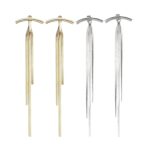 2 Pairs Long Earrings for Women Stylish, Golden and Silvery Western Ear Chain, Apply to Fashionable Statement Earrings， Birthday Present，Best Wishes