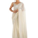AKHILAM Women’s Georgette Embellished Saree With Unstitched Blouse