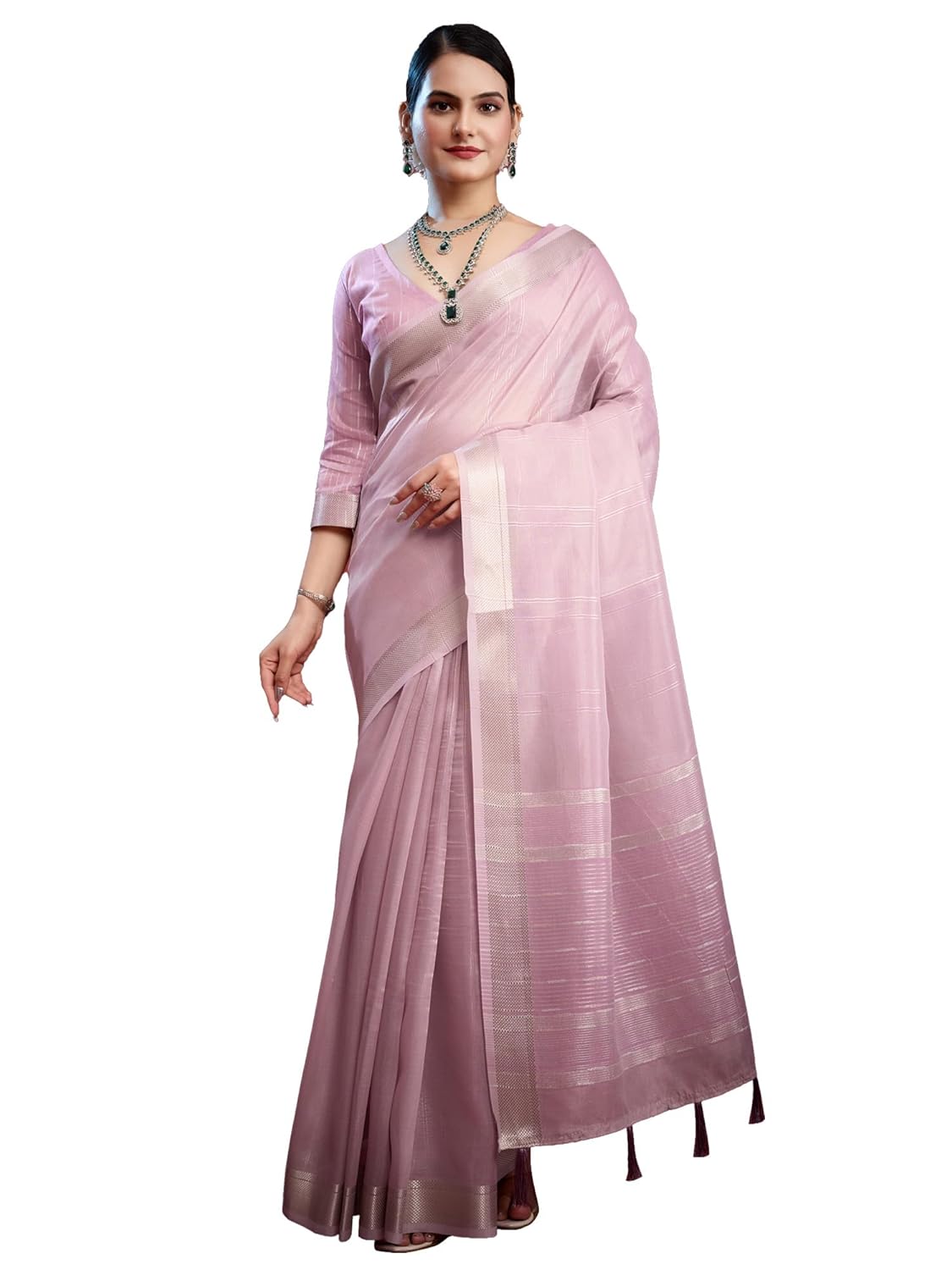 AKHILAM Women’s Organza Woven Design Saree With Unstitched Blouse Piece (SWRNIKA1001_IS_Parent)