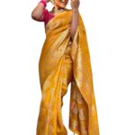 AKHILAM Woven Design Kanjivaram Banarasi Silk Saree With Unstitched Blouse for Women AKHILAM Woven Design Kanjivaram Banarasi Silk Saree With Unstitched Blouse for Women