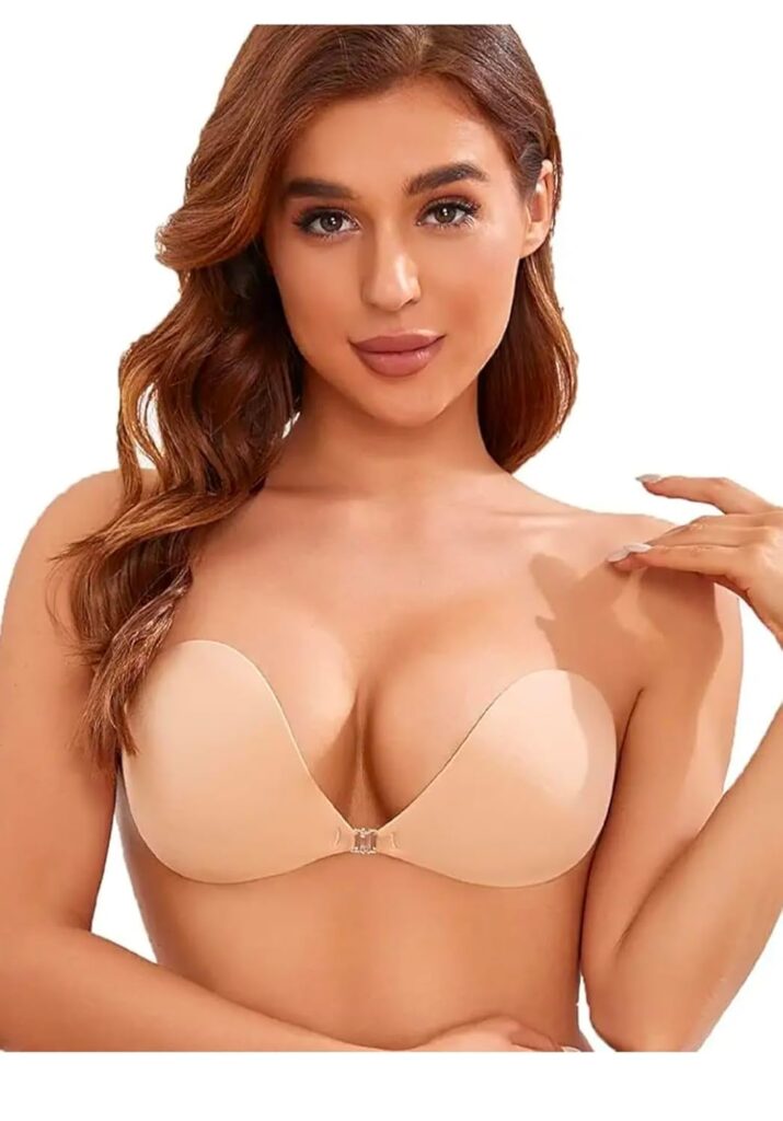 AKHIRAH Women’s & Girl’s Strapless Push Up Wire Free Stick On Invisible Bra (Free-Size)
