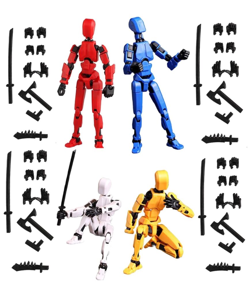 Action Figures, T13 Action Figure, Action Figure Toys Portable and Easy to Use Model Toy Very High Degree of Freedom Multi Articular Mobile Robot Doll Desktop Decoration (Red Blue Yellow and White)