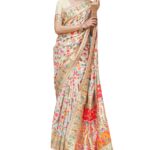 Amazon Brand – Anarva Women’s Kashmiri Pashmina Jamawar Woven Banarasi Silk Saree With Blouse Piece