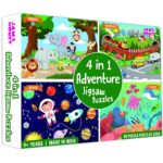 Amazon Brand – Jam & Honey 4 in 1 Adventure – Puzzles for Kids | 35-Piece Puzzles | Educational Toy for Cognitive Development | Vibrant Colors