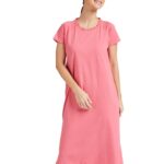 Amazon Brand – Symbol Women’s Cotton Calf Length Regular Fit Nighty | Night Dress | Available in Plus Size