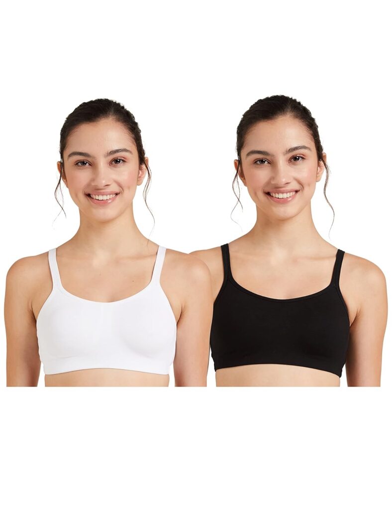 Amazon Brand – Symbol Women’s Cotton Stretch Non Padded Wire Free Full Coverage Camisole Bra (Pack of 2)