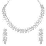 Atasi International White Stones/AD Diamond Necklace with Earrings – Jewellery Set for Women, Girls Best Suits for Party, Wedding and Festive Occasions