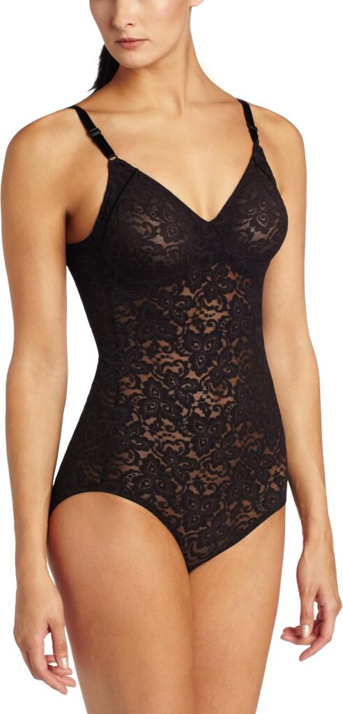 Bali womens Lace ‘N Smooth Shaper Df8l10 shapewear bodysuits, Black, 38DD US