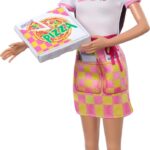 Barbie Skipper Doll with Accessories, Pizzeria Waitress Doll with Pizza & Takeout Box, Brown Eyes & Blue Eyes Doll