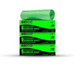 Beco Eco-Friendly Garbage Bags | 90 Pcs | Medium-19 x 21 Inches | 30 Bags x 3 Rolls | Green | Dustbin/Trash Bags with Detachable Drawstrings | For Dry & Wet waste