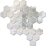 Bikri Kendra – 31 Hexagon Silver Butterflies Silver Sticker for Wall Hexagon Stickers, Acrylic Mirror Hexagonal Mirror Wall Sticker