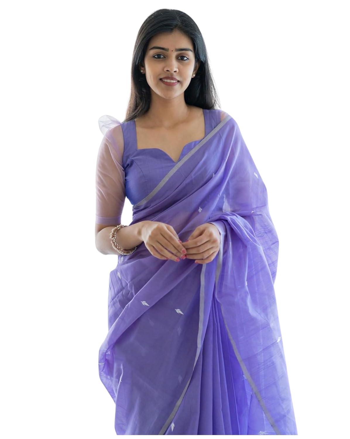 C J Enterprise Women’s Banarasi Pure Kanjivaram Silk Linen Cotton Saree for Wedding Soft Design Wear handloom Pattu Sarees Latest Sari With Blouse Piece sadi new ladies 2023 Party 2024 (lavender blue)