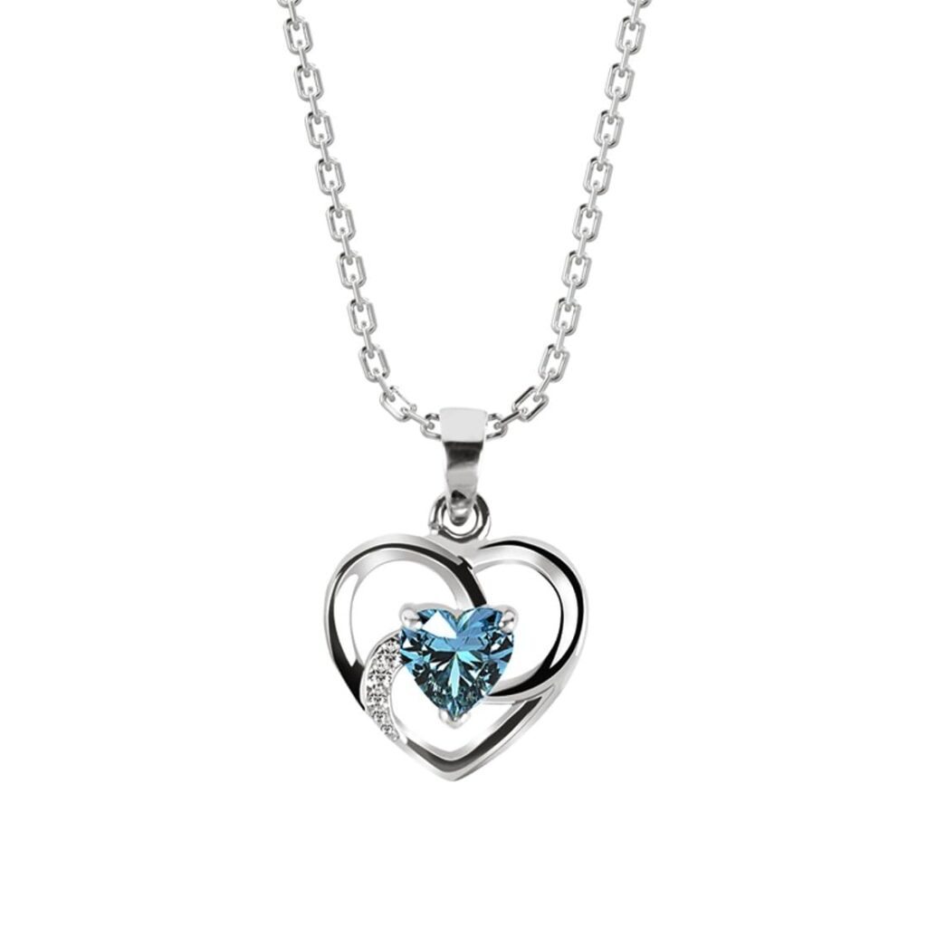 CLARA 925 Sterling Silver Heart Pendant Necklace | with or Without Chain | Gift for Women and Girls