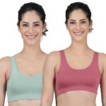 Celary Women’s Super Cotton Blend Sports Bra||Non Padded|| Wirefree Everyday use||Low Impact-Full Coverage Bra|| 2 Piece Combo Sports Bra
