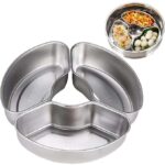 Clickswift Set of 3Pcs 304 Stainless Steel Fan-Shaped Steamer Box Tray for Instant Pot Air Fryer to Quick Prepare Meal for Multiple Ingredients Food Steaming Bowl Kitchen Accessories (Sliver)