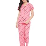 Clovia Women’s Cotton Florals Printed Top & Pyjama Set
