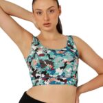 Clovia Women’s Polyester Medium Impact Padded Non-Wired Camouflage Print Sports Bra