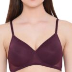 Clovia Women’s Powernet Solid Padded Full Cup Wire Free T-Shirt Bra – Dark Purple in Purple