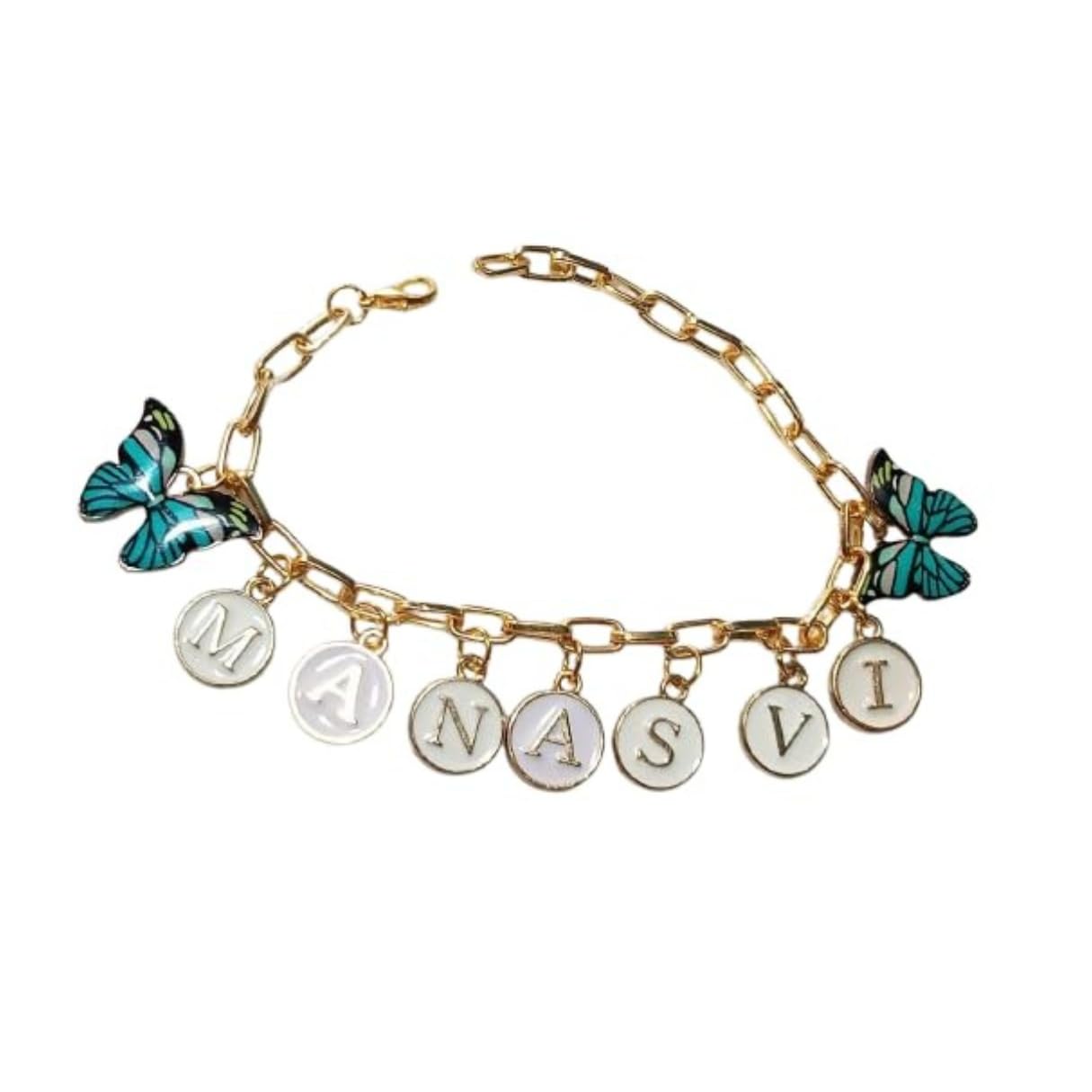 Customized, Gold Plated Metal Chain with Enamel Charm Name Bracelet Personalize your bracelet with a beautifully crafted charm featuring the name or initials of your choice Girls Gif