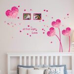 Decals Design ‘Heart Shaped Flowers with Blowing Petals’ Wall Decal (PVC Vinyl, 70 cm x 50 cm x 70 cm, Multicolour)