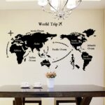 Decals Design ‘World Map’ Wall Sticker (PVC Vinyl, 90 cm x 60 cm, Black)