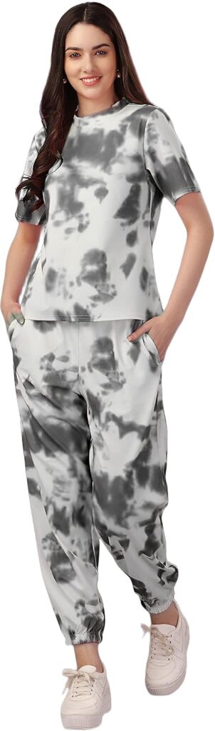 ELLITI Women’s Night Suit Set for Women, Lounge Wear, Printed Top and Pyjama Set for Women Nightwear/Loungewear/Night Dress for Women Knitted Tie & Dye Printed Crop T-Shirt -Pyjama ELLITI Women’s Night Suit Set for Women, Lounge Wear, Printed Top and Pyjama Set for Women Nightwear/Loungewear/Night Dress for Women Knitted Tie & Dye Printed Crop T-Shirt -Pyjama