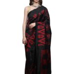 Exotic India Art Silk with Blouse Piece Saree (SDD39_Black_Free Size)