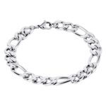Fashion Frill Exclusive Silver Necklace Chain Bracelet Silver Plated Stainless Steel Chain Style Silver Bracelet For Men Boys Men’s Bracelets 8.5 Inches