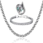 Fashion Frill Silver Chain and Bracelet for Men and Boys With Snake Ring Jewellery Combo – Stainless Steel