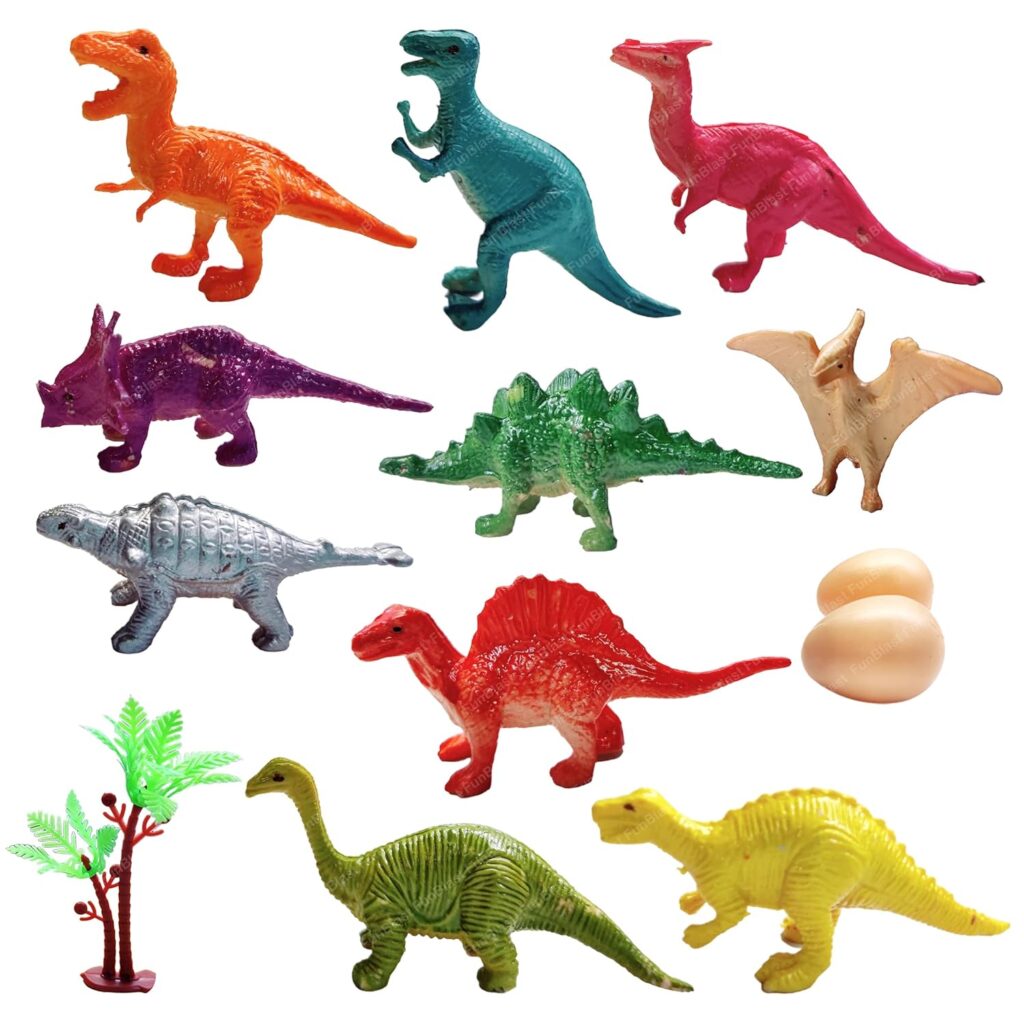 FunBlast Dinosaur Toys for Kids- 10 Pcs Dinosaur Figures for Children, Dinosaurs Animals Figures Toys Play Set for Kid, Dinosaur World Toys for Kid, Best Birthday Return Gifts for Kids (Multicolor)
