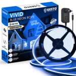 Gesto 16.4 Ft Neon LED Strip Light with 12V Adapter | Waterproof, Flexible & Cuttable Rope Light for Diwali Decor, Wall Decor, Indoor Outdoor Lighting, Neon Sign Board & Custom Name Design – Blue