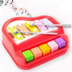Gooyo 1503 Non Battery 2 in 1 Mini Piano and Xylophone Toy with Colorful Keys & 2 Mallets for Babies/Girls/Boys/Kids/Gifts | (Battery Not Required) (Red)