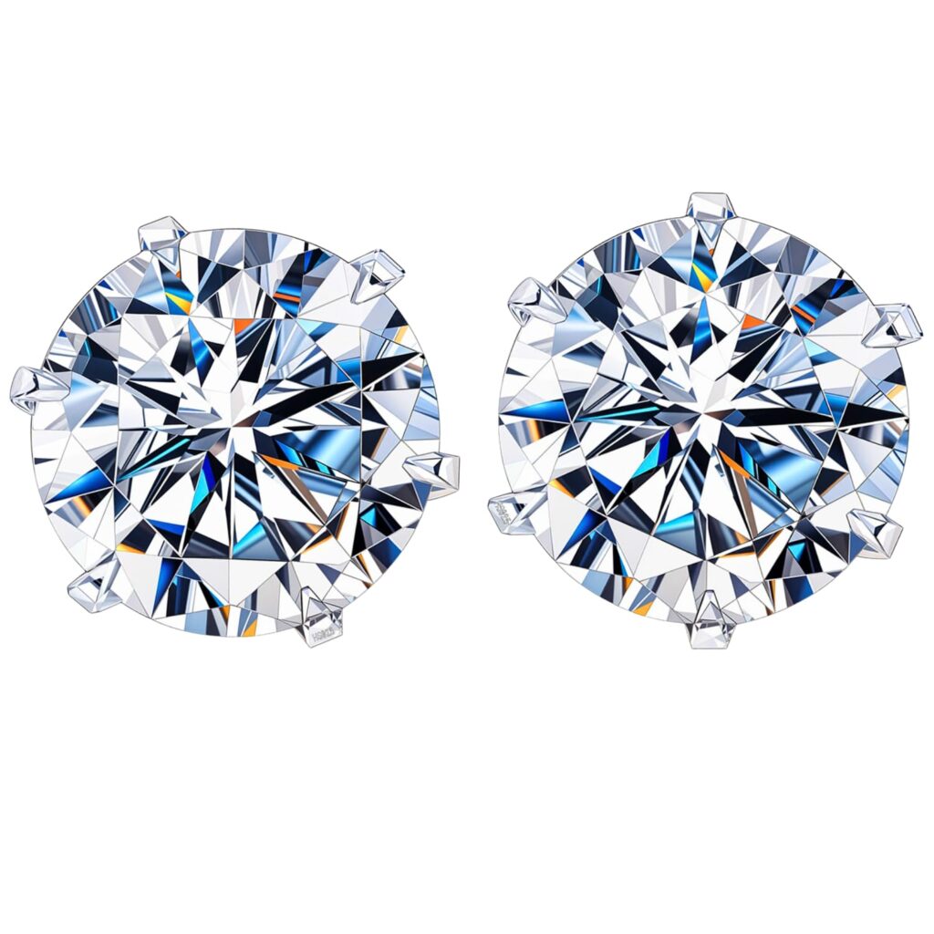 HIGHSPARK 925 Silver Solitaire Stud Earrings | 92.5 Sterling Silver & Round Brilliant Cubic Zirconia Tops for Men Women