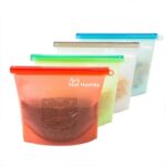 Hot Homey Reusable Silicone Food Storage Bag,4 Pack Food Preservation Bag,Airtight Seal Food Storage Container,Eco-Friendly Versatile Cooking Bag For Storing Fruit Veggies Meat Milk Snack ,Clear