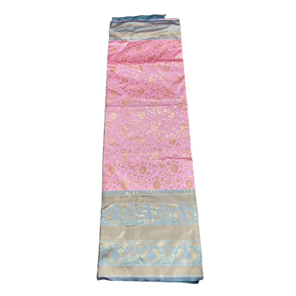 Husz women’s Ethnic Pure kanchipuram litchi silk pastel color saree heavy zari border blouse saree for Festival Marraige Party Pongal Deepavali Christmas ramzan