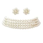 I Jewels Gold Plated Traditional Pearl Beaded Stylish Moti Choker Necklace Jewellery Set with Stud Earrings for women (ML286) I Jewels Gold Plated Traditional Pearl Beaded Stylish Moti Choker Necklace Jewellery Set with Stud Earrings for women (ML286)