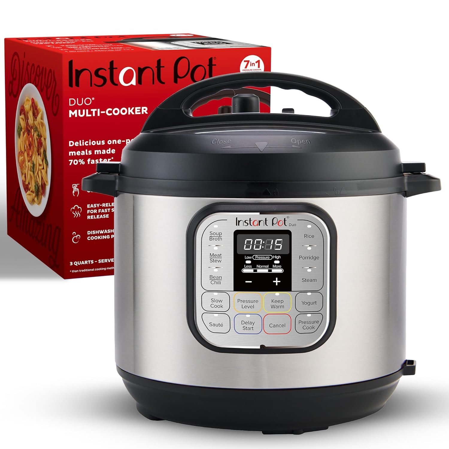Instant Pot 321 Duo 3 QT (2.6L), SS304 Stainless Steel Inner Pot, 7-in-1 Electric Pressure Cooker, Slow Cooker, Rice Cooker, Steamer, Saute, Yogurt Maker and Keep Warmer, Automatic Rice Cooker