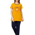 Kvetoo Plus Size Cotton Printed Long Night Suits Dresses Set for Women