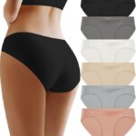 LOURYN KOULYN® Seamless No Show Underwear:Comfort Sexy Low Rise Womens Panties Stretch Invisible Bikini Briefs Ladies Panty 6 Pack