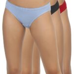 LOURYN KOULYN® Women Pure 100% Cotton Panty Conceled Elastic Bikini Panties Soft Comfortable Low Rise fit Medium Coverage Firm Elastic Grip 906(Pack of 3)
