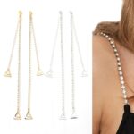 MAYCREATE® 2 Pairs Bra Straps for Women Fancy, Adjustable Crystal Beaded Bra Strap Chain, Shoulder Rhinestone Straps for Bra Women Strapless Dress (Silver/Gold/Black/Clear)