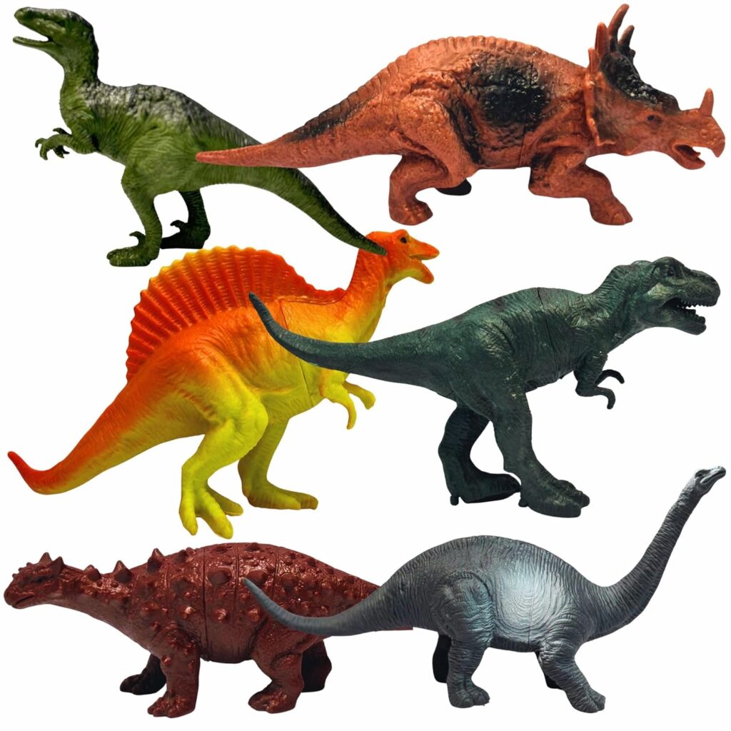 Mallexo Realistic Big Dinosaur Figure Toy Set for Kids 3+ | Set of 6PCs T-rex Dinosaurs Animal Playset Toys for Boys and Girls Dino Animal Action Figurine Decoration Items Birthday Gift for Childrens