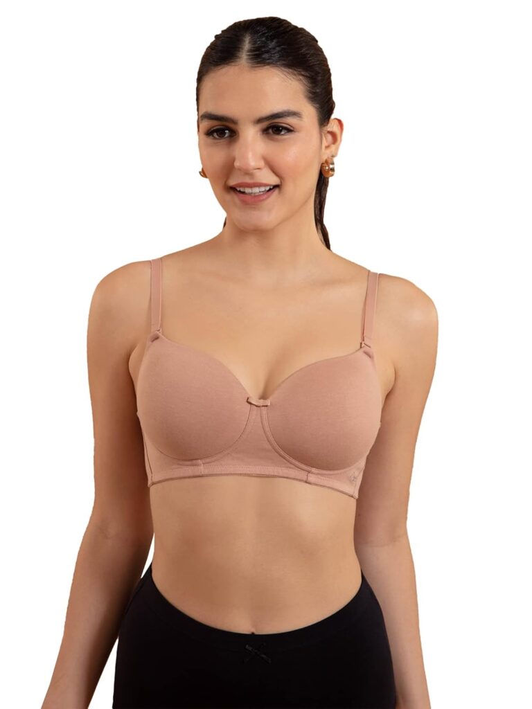 NYKD Women’s Cotton Lightly Padded Wire Free t Shirt Full-Coverage Bra