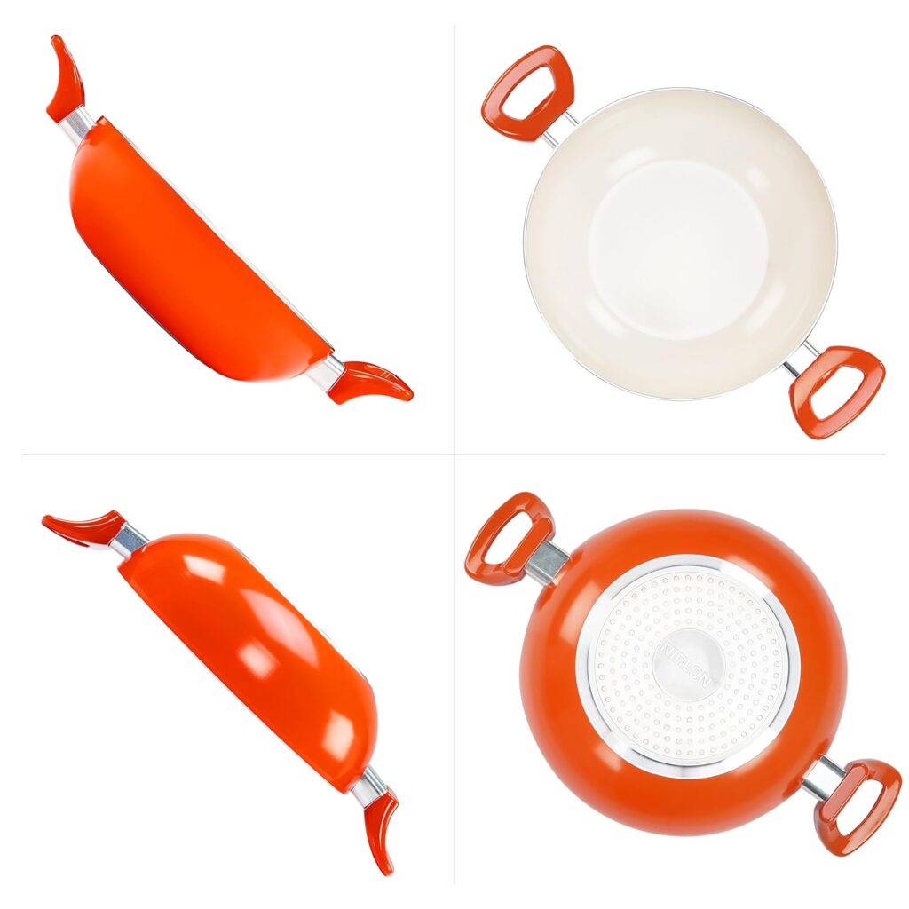 Nirlon Ceramic Cookware Set, 2.4 Litre, Orange