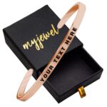 Personalized Gold-Plated Stainless-Steel Cuff Bracelet with Free Custom Inspirational Text Engrave Name Mantra Text Minimalist Bracelet for Men & Women